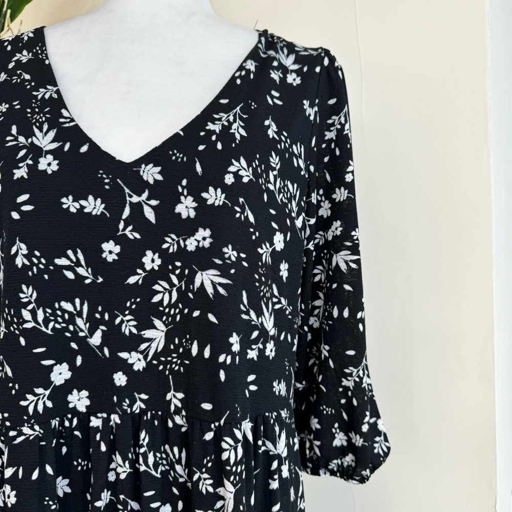 Jane and Delancey Black Floral Stretch High Waist A Line Midi Womens Size M - Picture 4 of 15